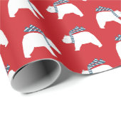 Mod Polar Bears - Rot - Weihnachtswrapping Paper Geschenkpapier (Rolleneckpunkt)