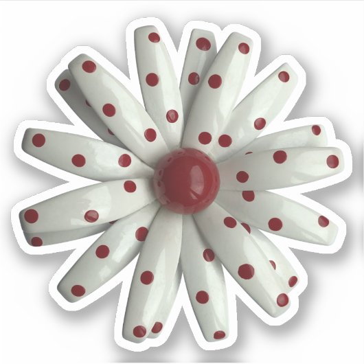 MOD Polka Dot White Daisy Blume Spring Wedding Aufkleber (Vorderseite)