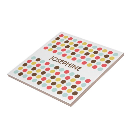 Mod polka dots rot-gelb-blaue moderne Anzeigetafel Fliese (Seite)
