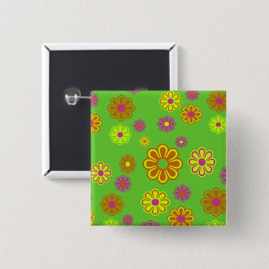 Mod Pop Blume Groovy Button (Vorne & Hinten)