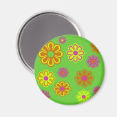 Mod Pop Blume Groovy Magnet (Vorderseite/Rückseite)