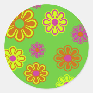 Mod Pop Blume Groovy Runder Aufkleber