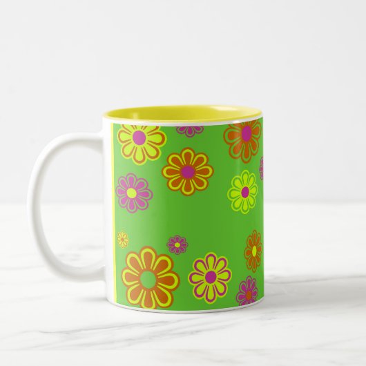 Mod Pop Blume Groovy Zweifarbige Tasse (Links)