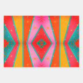 Mod Pop Diamond Muster rosa orange gelb Geschenkpapier Set (Vorderseite 3)