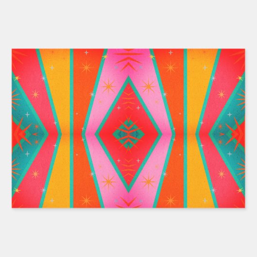 Mod Pop Diamond Muster rosa orange gelb Geschenkpapier Set (Vorderseite 3)