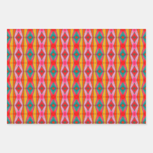 Mod Pop Diamond Muster rosa orange gelb Geschenkpapier Set (Vorderseite 2)