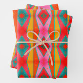 Mod Pop Diamond Muster rosa orange gelb Geschenkpapier Set (Beispiel)