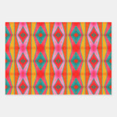 Mod Pop Diamond Muster rosa orange gelb Geschenkpapier Set (Vorderseite)