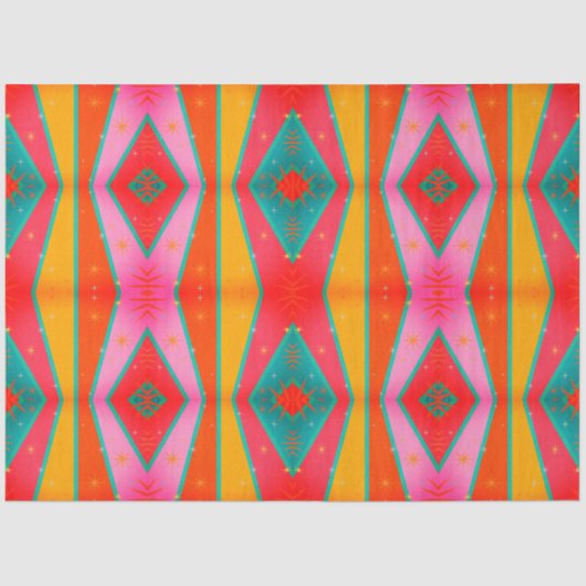 Mod Pop Diamond Muster rosa orange gelb Seidenpapier (Vorderseite)