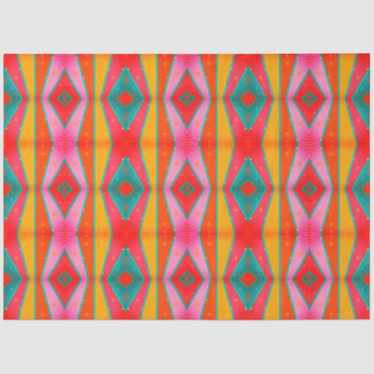 Mod Pop Diamond Muster rosa orange gelb Seidenpapier (Vorderseite)