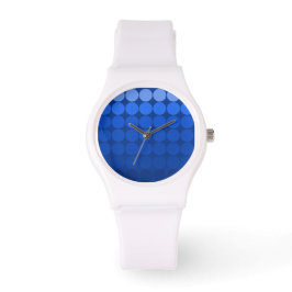 Mod Pop Dots Cobalt, Indigoblau Dot Weiße Uhr