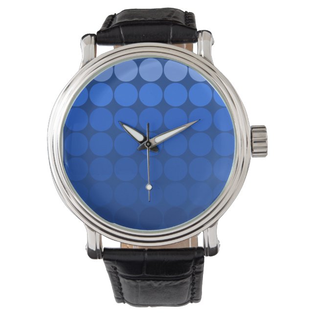Mod Pop Dots Cobalt, Indigoblauer Farbkreis Armbanduhr (Vorderseite)