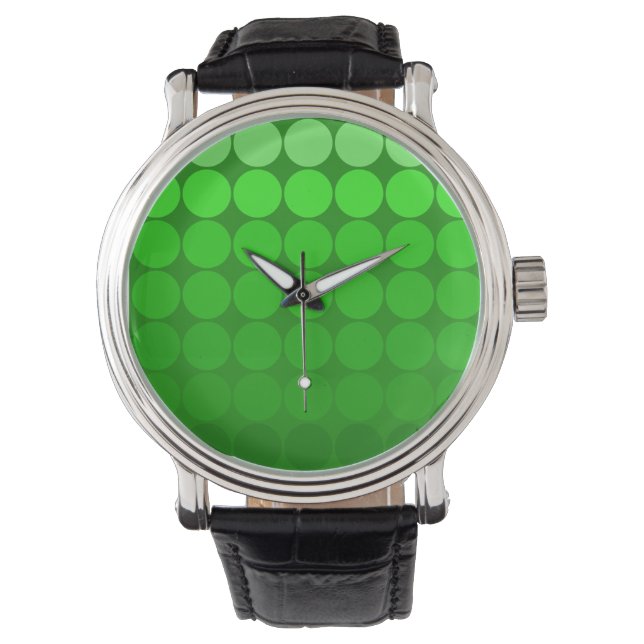 Mod Pop Dots Limon zu Kelly Green Gradient Circles Armbanduhr (Vorderseite)