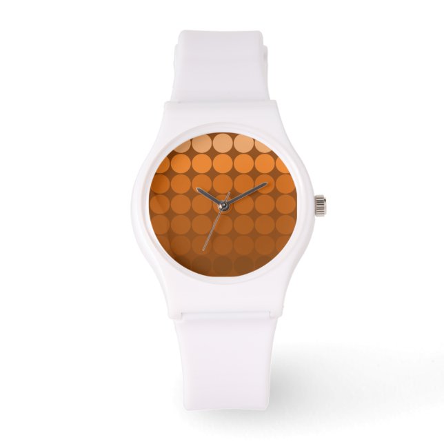 Mod Pop Dots Orange, Mocha, Zimtbraune Kreise Armbanduhr (Vorderseite)