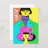 Mod-psychedelische Party Einladung kundengerecht (Vorne/Hinten)