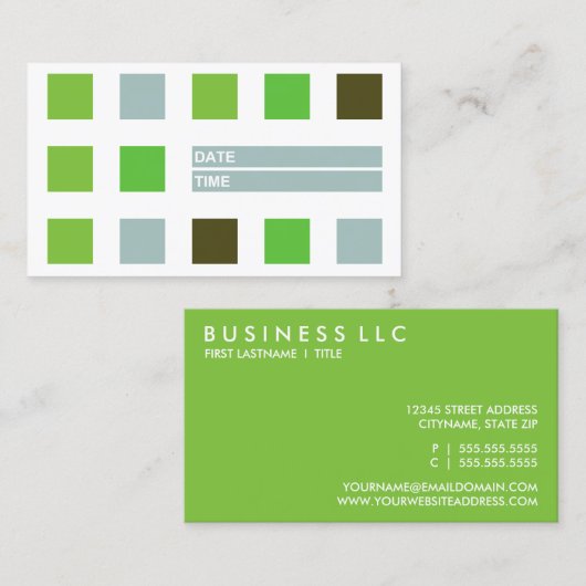 Mod Quadrate Terminkarte (grün) (Vorne/Hinten)