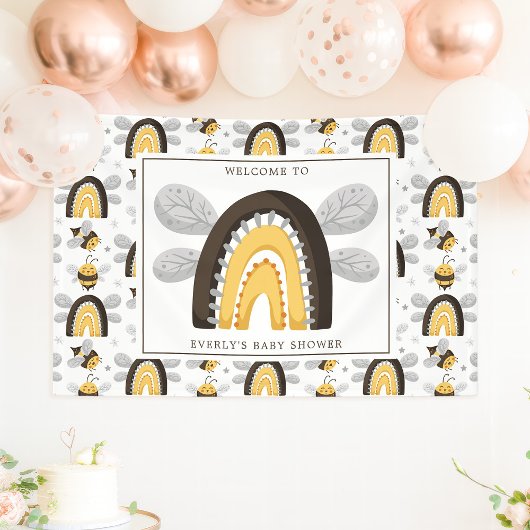 Mod Rainbow Bumblebee Bee Baby Dusche Banner