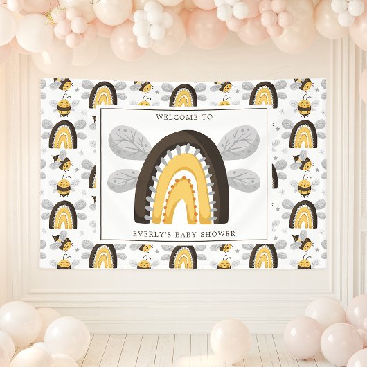 Mod Rainbow Bumblebee Bee Baby Dusche Banner