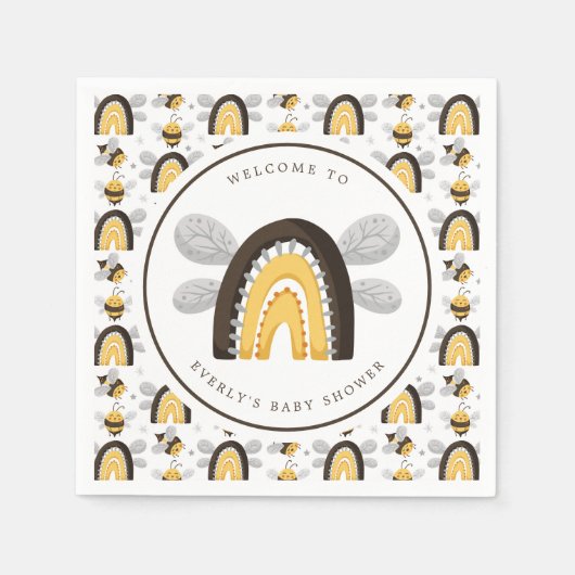 Mod Rainbow Bumblebee Bee Baby Dusche Serviette (Vorderseite)
