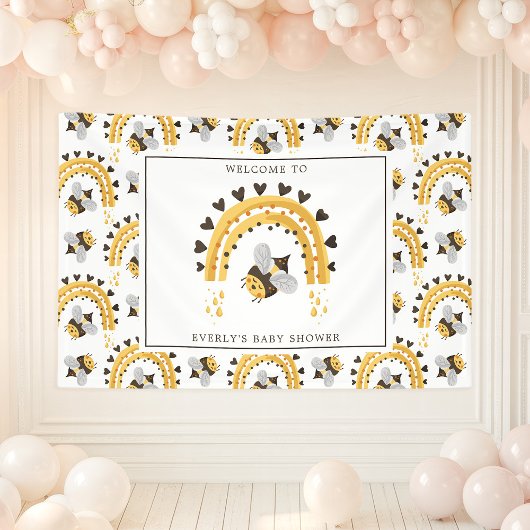 Mod Rainbow Bumblebee Honey Bee Baby Shower Banner