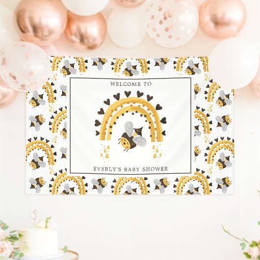 Mod Rainbow Bumblebee Honey Bee Baby Shower Banner