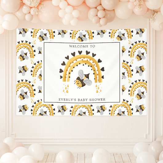 Mod Rainbow Bumblebee Honey Bee Baby Shower Banner
