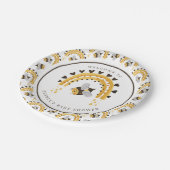 Mod Rainbow Bumblebee Honey Bee Baby Shower Pappteller (Schrägansicht)