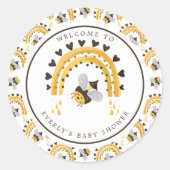 Mod Rainbow Bumblebee Honey Bee Baby Shower Runder Aufkleber (Vorderseite)