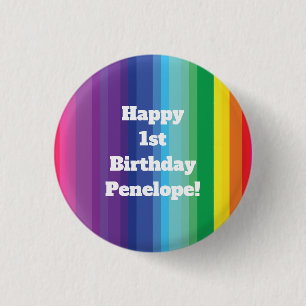 Mod Rainbow Colorful 1. Geburtstag Party Button