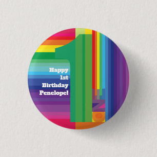 Mod Rainbow Colorful 1. Geburtstag Party Button