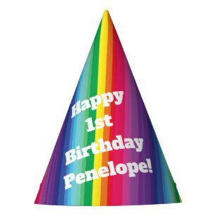 Mod Rainbow Colorful 1. Geburtstag Party Partyhütchen