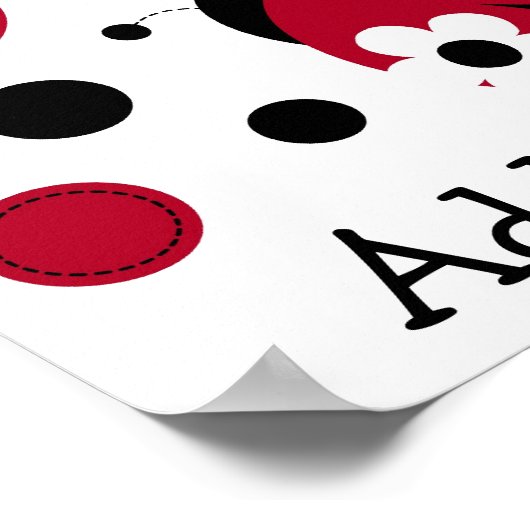 Mod Red Ladybug Kinderzimmer Wall Art Name Print Poster (Ecke)