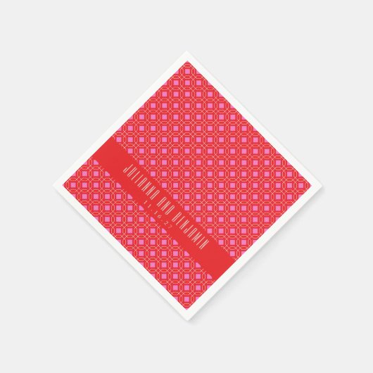 Mod Red Pink Geometric Custom Wedding Serviette (Ecke)