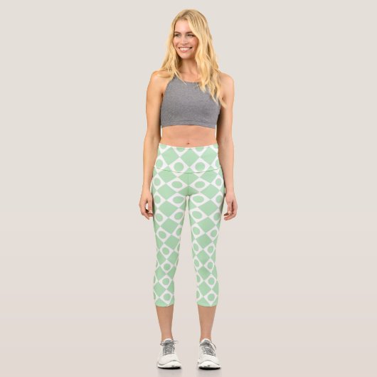 Mod Retro 60er Mint Capri Leggings (Vorderseite)
