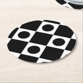 Mod Retro 60's Black Runder Pappuntersetzer (Angewinkelt)