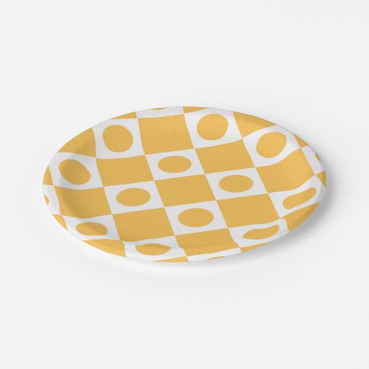 Mod Retro 60's Mustard Pappteller (Schrägansicht)