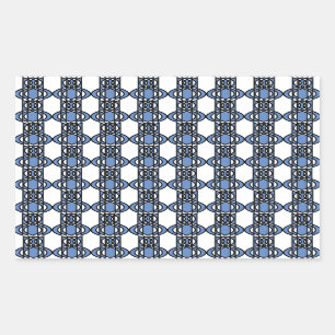 Mod-Retro blaues abstraktes Scarabäus-Muster Rechteckiger Aufkleber