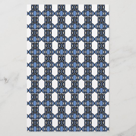 Mod Retro Blue Abstrakt Scarab Muster Briefpapier (Vorderseite)