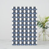 Mod Retro Blue Abstrakt Scarab Muster Briefpapier (Stehend Vorderseite)