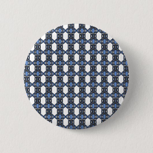 Mod Retro Blue Abstrakt Scarab Muster Button (Vorderseite)
