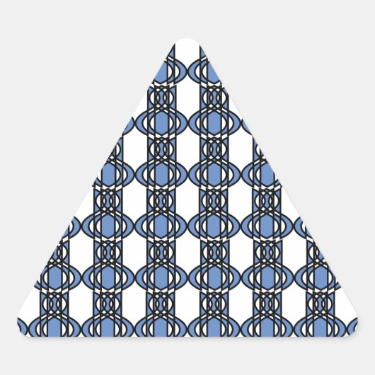 Mod Retro Blue Abstrakt Scarab Muster Dreieckiger Aufkleber (Vorderseite)