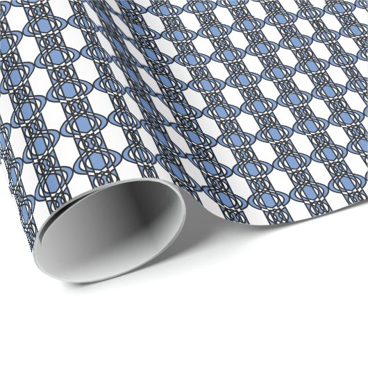 Mod Retro Blue Abstrakt Scarab Muster Geschenkpapier (Rolleneckpunkt)