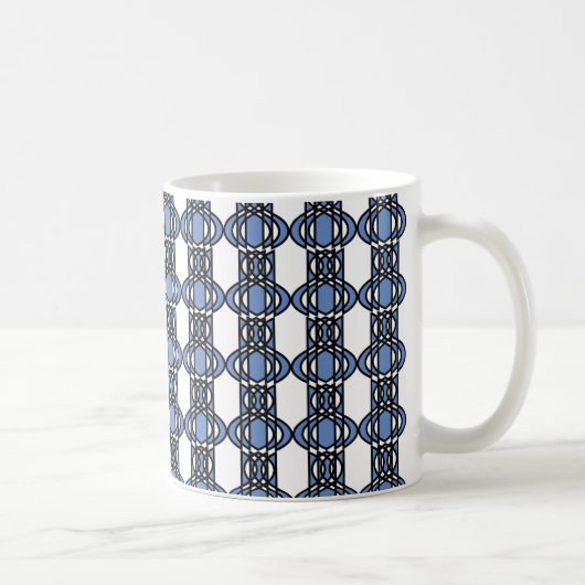 Mod Retro Blue Abstrakt Scarab Muster Kaffeetasse (Rechts)