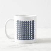 Mod Retro Blue Abstrakt Scarab Muster Kaffeetasse (Links)