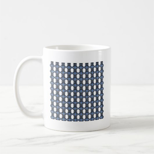 Mod Retro Blue Abstrakt Scarab Muster Kaffeetasse (Links)