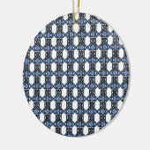 Mod Retro Blue Abstrakt Scarab Muster Keramikornament (Links)