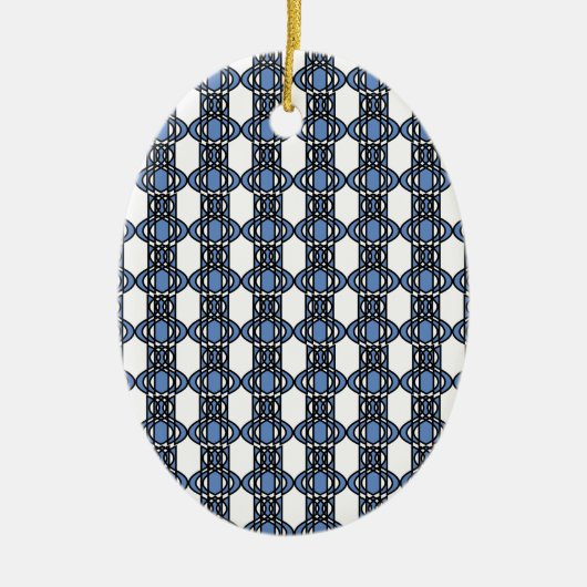 Mod Retro Blue Abstrakt Scarab Muster Keramikornament (Vorne)