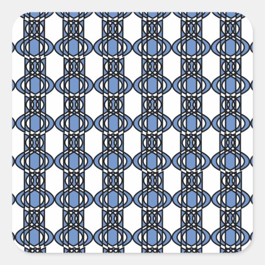 Mod Retro Blue Abstrakt Scarab Muster Quadratischer Aufkleber (Vorderseite)