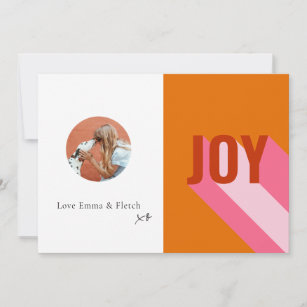 Mod Retro Bright farbenfroh rosa Orange Joy Foto Feiertagskarte