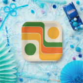 Mod Retro-Design im Stil der 1970er Jahre mit geom Pappteller (Party)
